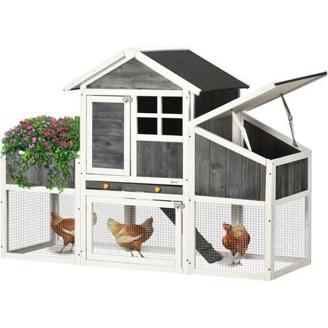Maisonnette pour Poules surélevée avec Zone de Plantation et Parc Grillagé Bois Traité (1/5)