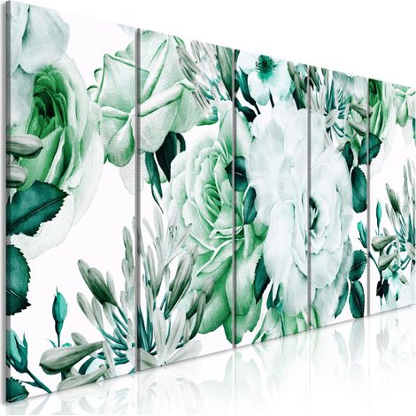 Tableau 5 Panneaux "Rose Composition Narrow Green" 80 x 200 cm (1/2)