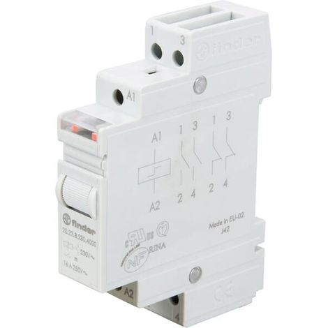 FINDER SÉRIE 20 - INTERRUPTEUR BIPOLAIRE 2 NA 230 VAC AGSNO2 RAIL 35 MM 202282304000 (1/2)