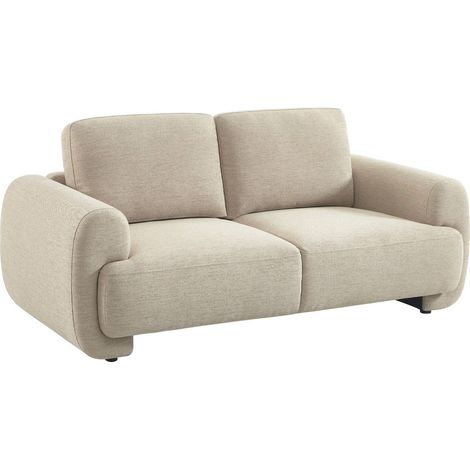 sweeek - 2-Sitzer Sofa mit Stoffbezug, Stoff, Beige