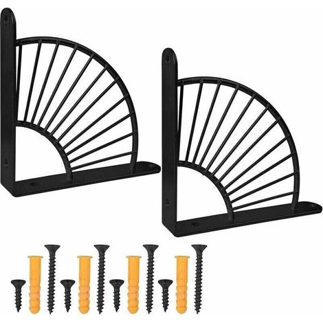 Wandregalhalterungen, Dreieckige Wandregalhalterungen, Wandregalhalterungen für Holzregale (Schwarz) 15 cm - Crezuo
