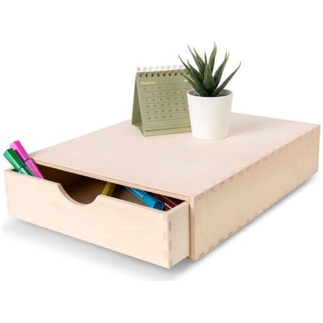Commode en bois de pin 1 tiroir – Dimensions 33 x 25 x 7 cm – Rangement pour bureau et documents – Fabriqué en UE (1/5)