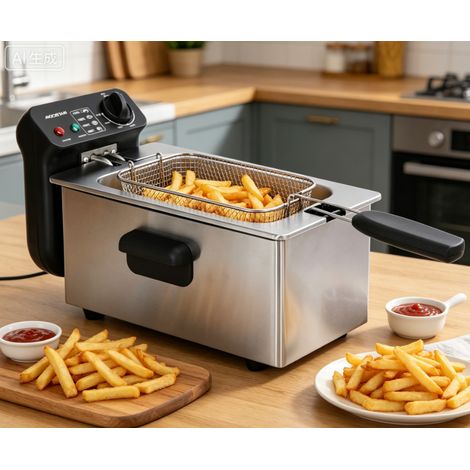 Friteuse électrique Aigostar 3L 2200W, corps en acier inoxydable, cuisson saine et rapide pour frites, poulet frit et plats maison (1/3)