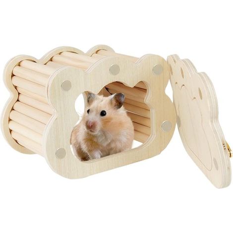 Braunes, hausförmiges Hunde- und Katzenbett (S, 28×17×10cm) – Weicher, faltbarer Schlafplatz mit Blättermuster für kleine Hunde und Kätzchen (1/2)