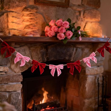 Ghirlande decorative in velluto rosa e rosso per la