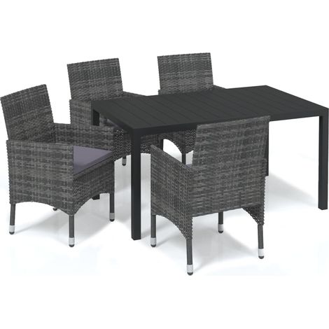 Maison Exclusive - Set da Pranzo per Giardino 5 pz con Cuscini Polyrattan Grigio