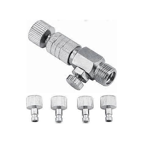 Raccord métallique de déconnexion pour aérographe, 4 raccords mâle-femelle 1/8" pour le raccordement d'un compresseur d'air d'aérographe (1/5)