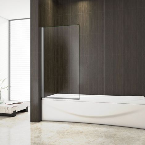 Parete Per Vasca Pannello Singolo Vetro Temperato 6 mm Trasparente Telaio Cromato Lucido 80x140 cm (1/5)