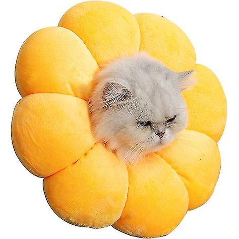 Medizinisches Anti-Beiß- und Anti-Leck-Halsband mit Sonnenblumenmuster für Katzen und Hunde - Gelb (XL) (1/5)