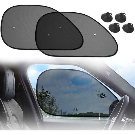 Lot de 2 pare-soleil voiture 64 x 38 cm, protection UV pour vitres latérales, avec ventouses, pare-soleil pour enfants et bébé, noir (1/5)