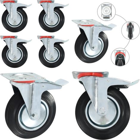 Ruote Girevoli con Doppio Freno 4 pz 200 mm - Freno doppio - Ruote per mobili