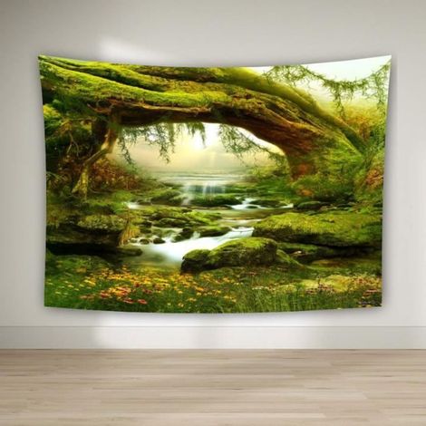 Tapisserie Murale Forêt 200x150cm - Tenture Murale Nature Tissu - 3D Tapisserie Toiles de fond pour la décoration des pièces(Style (1/4)