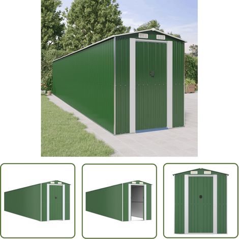The Living Store Abri de jardin Vert 192x1021x223 cm Acier galvanisé - Abri De Jardin - Abri Extérieur - Rangement Jardin - Cabane Jardin - Outillage (1/5)
