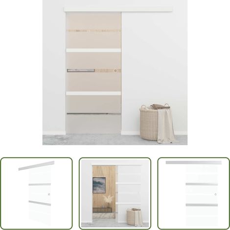Porte coulissante silencieuse -  Porte coulissante Verre ESG et aluminium 90x205 cm Argenté (1/5)