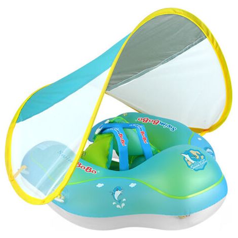 Bouée gonflable pour bébé, bouée enfant avec pare-soleil pliable, bouée d'été avec pare-soleil pour piscine, taille S (1/5)