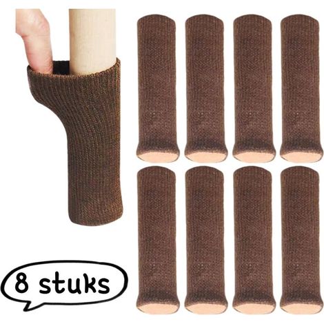 Set of 8 thick felt furniture leg protectors in coffee brown, protectors for chair, table and stool legs (1/5)