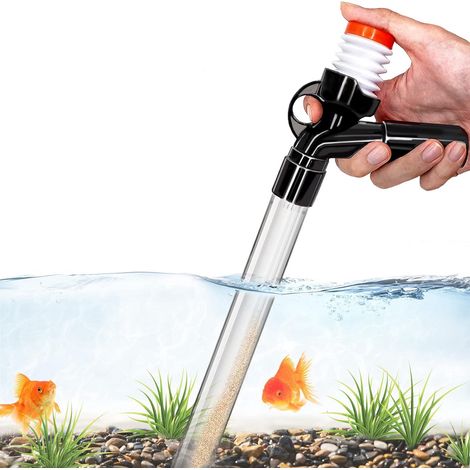 Aquarienkiesreiniger mit langem Auslauf, Wasserwechsler mit Handpumpe und einstellbarer Durchflussrate – BPA-freies Wartungsset zum Absaugen und Entleeren von Abfallstoffen (1/5)