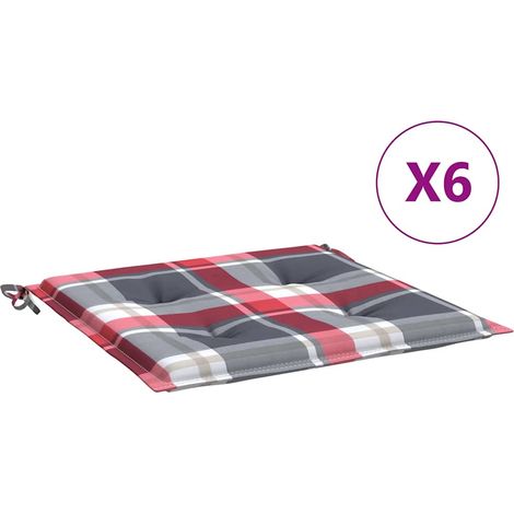 Maison Exclusive - Coussins de chaise de jardin lot de 6 carreaux rouges 50x50x4cm (1/5)