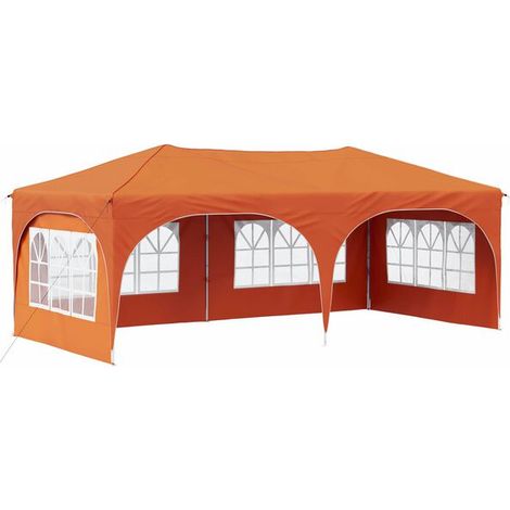 Tente de réception portable, dimensions : 575 x 288 x 245 cm, toile Oxford orange. (1/5)