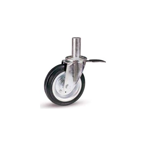 RUOTE INDUSTRIALI GOMMA E PERNO GIREVOLE FRENO TUBO INNOCENTI80BISBI  ø mm.200x50  mm.155h. port. kg.205    AVO