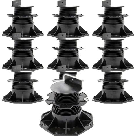 XPOtool Set 10 supporti per pavimenti galleggianti, altezza regolabile 60-128mm Max 2700 kg, Pavimenti Decking