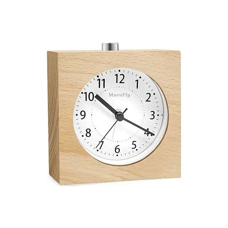 Analoger Wecker ohne Ticken, Holzdesign mit Schlummerfunktion, batteriebetrieben und strahlungsfrei, Tischwecker mit Nachtlicht für Schlafzimmer, Kinderzimmer und Büro. (1/5)