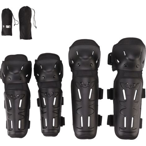 Lot de 4 protège-coudes et genoux moto ajustables pour adultes, protections cross VTT, équipement de course et cyclisme. (1/5)
