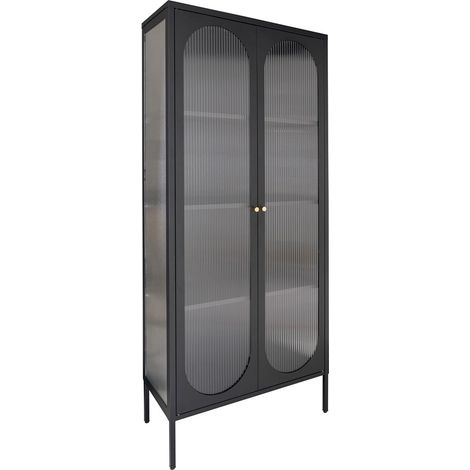 METOS - Vitrine 2 Portes Acier Noir et Verre Ondulé (1/5)