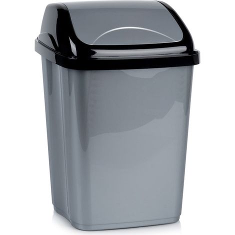 Cubo de basura de pl谩stico gris de 16 litros (1/5)