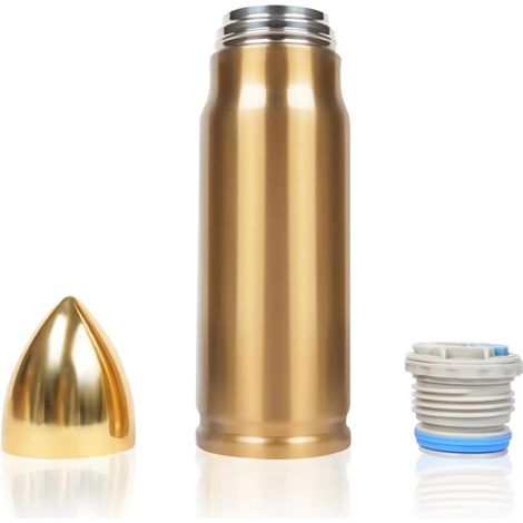 Bouteille isotherme pour homme en acier inoxydable 304, grande capacité, double paroi, dorée, 500 ml (1/5)