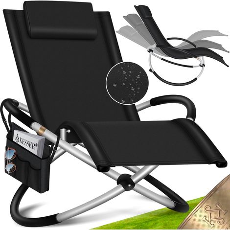KESSER® sdraio reclinabile sdraio da giardino sedia da giardino sedia pieghevole sdraio oscillante sedia a dondolo sedia ergonomica reclinabile resistente alle intemperie nero - Incl. copertur