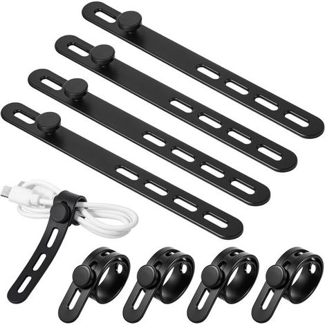 Allecto Plus - 10 bridas de silicona ajustables para la gestión de cables en color negro - reutilizables - multifuncionales (1/5)