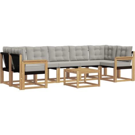 Set di divani da esterno 8 pcs Bianco e Grigio Chiaro vidaXL