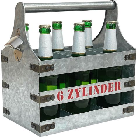 DanDiBo Bierträger Metall mit Öffner Flaschenträger 6 Zylinder V6 96402 Flaschenträger Flaschenöffner Flaschenkorb Männerhandtasche Männergeschenke