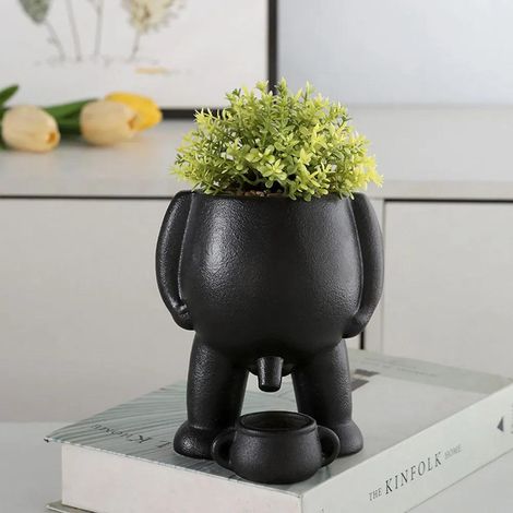 Maceta decorativa de cerámica, 19x12x12 cm – Estilo original – Para suculentas, cactus o hierbas – Decoración del hogar