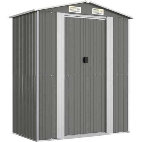 Casetta da giardino Capannone per cabina Capannone per la casa Capannone per esterni Capannone per attrezzi Robusto Trasparente 192 x 108 x 223 cm Acciaio zincato Grigio 020022253