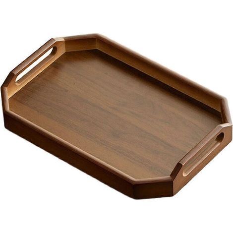 Retro-Tablett aus chinesischem Bambus und Holz, leicht und luxuriös, ideal für trocken gebrühten Tee, das Wohnzimmer oder als Obstschale. Mittelgroßes Holz. (1/5)