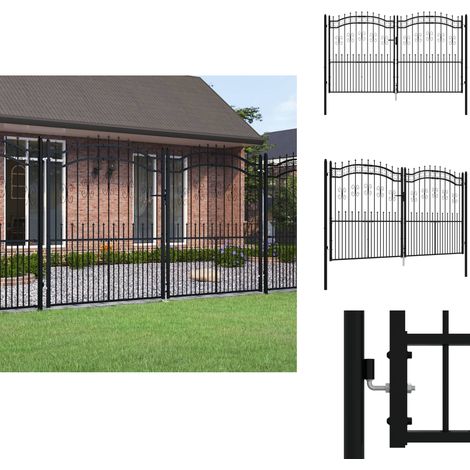 Zauntor mit Speerspitzen Schwarz 305x223 cm Stahl - Zaun - Gartentor - Metalltor - Stahltür - Sicherheitszaun (1/5)