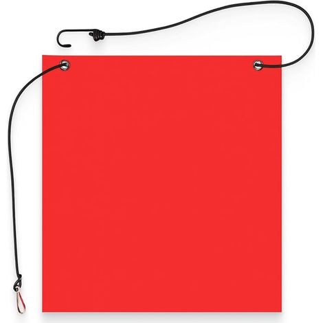 Drapeau de signalisation rouge fanion sécurité chargement fin de charge routière 30×30 cm PVC imperméable œillets cuivre antirouille barre inox SUS304 visibilité (1/5)