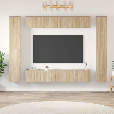 Set de muebles salón TV 10 pzas madera ingeniería roble