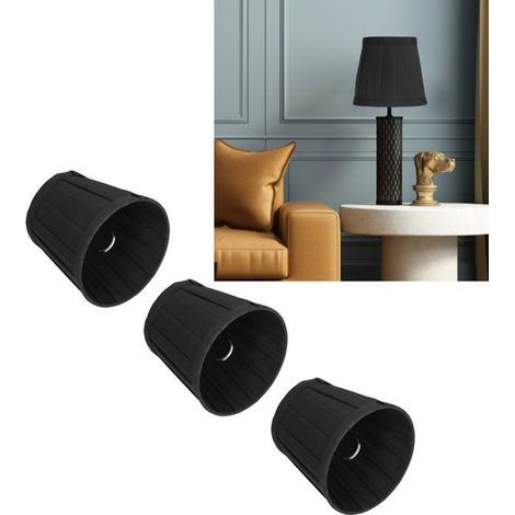3pcs abat-jour tissu – E14 clip-on – feutre noir – pour chambre, bureau, hôtel