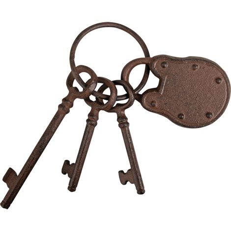 Cadenas et ses 3 clés en fonte - Marron - H 19,8 cm - Livraison gratuite