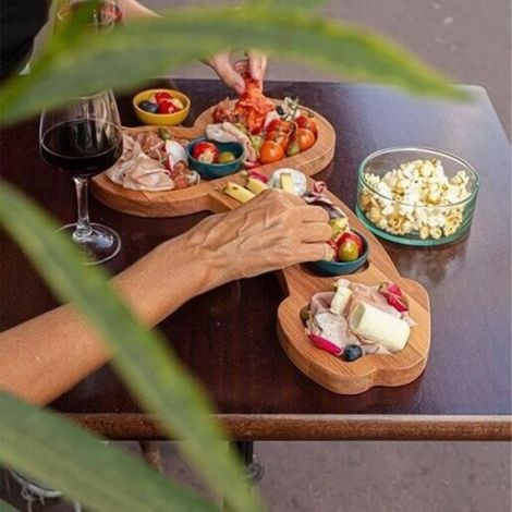 Planche Apéritif, Planche à Fromages et Planche à Charcuterie en Bambou Nouveauté, Assiette Restaurant et Ustensiles,M (1/4)