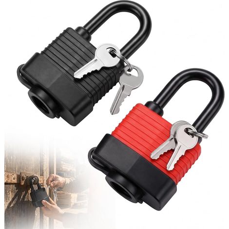 Lot de 2 cadenas à même clé, cadenas étanche en alliage d’acier antirouille, serrure adapté portail jardin garage cave clôture extérieur (1/5)