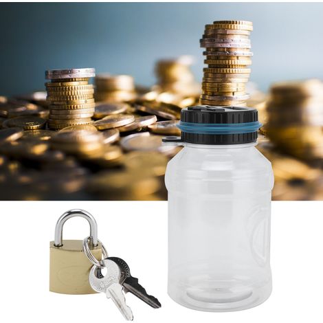 Europäische Spardose mit Sicherheitsschloss und digitalem LCD-Display – Transparent, ABS, 1,8 l (1/5)