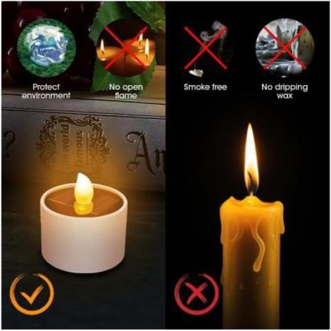6pcs Bougies à énergie Solaire, Bougies Solaires Vacillantes, Bougies Chauffe-Plat à énergie Solaire Sans Flamme, fy (1/4)
