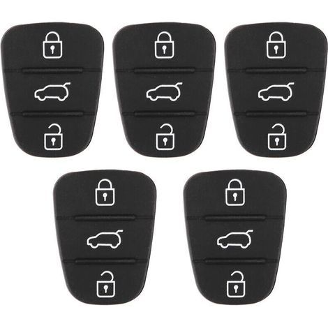 Clé de voiture, remplacement du bouton de clé de voiture, 5 pièces de coque de clé en caoutchouc 3 boutons pour Hyundai, pour Kia (sans lettre) (1/3)