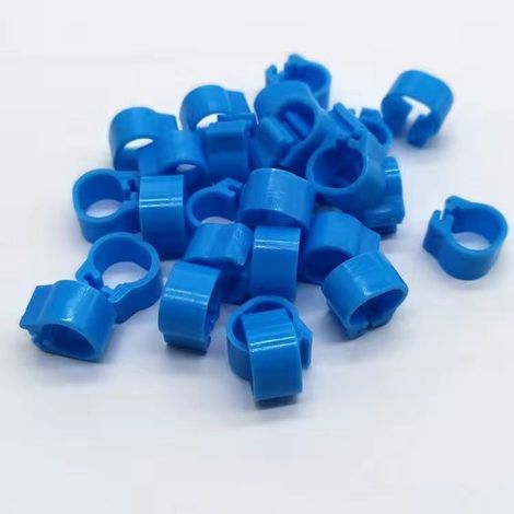 Bague en plastique  pour poulets, paons, couleurs bleu clair,  8 mm, conteneur 100 UDS