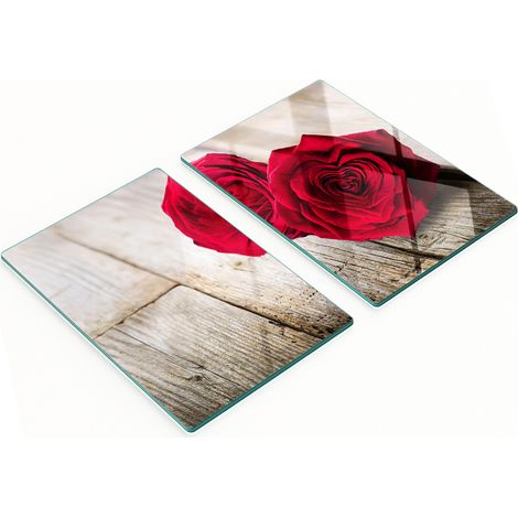 Planches de service en verre avec motifs de roses sur bois 2 x 40 x 52 cm (1/5)