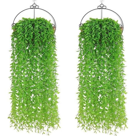 Plante Artificielle - 4 Pièces Plantes Suspendues en Plastique avec Pot en Céramique - Décoration Intérieure Extérieure Bureau Jardin Mariage (1/5)